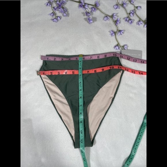 NWT‎ $45 Chelsea28 Easy Retro High Waist Swim Bikini Bottoms Green [ XXS ] #3760 - Picture 7 of 11